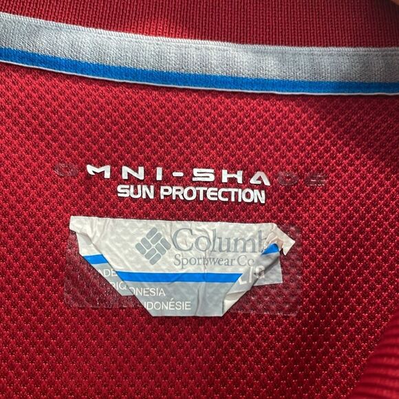 Columbia Red Omni Shade Sun Protection Athletic Polo Size Large - Picture 3 of 5